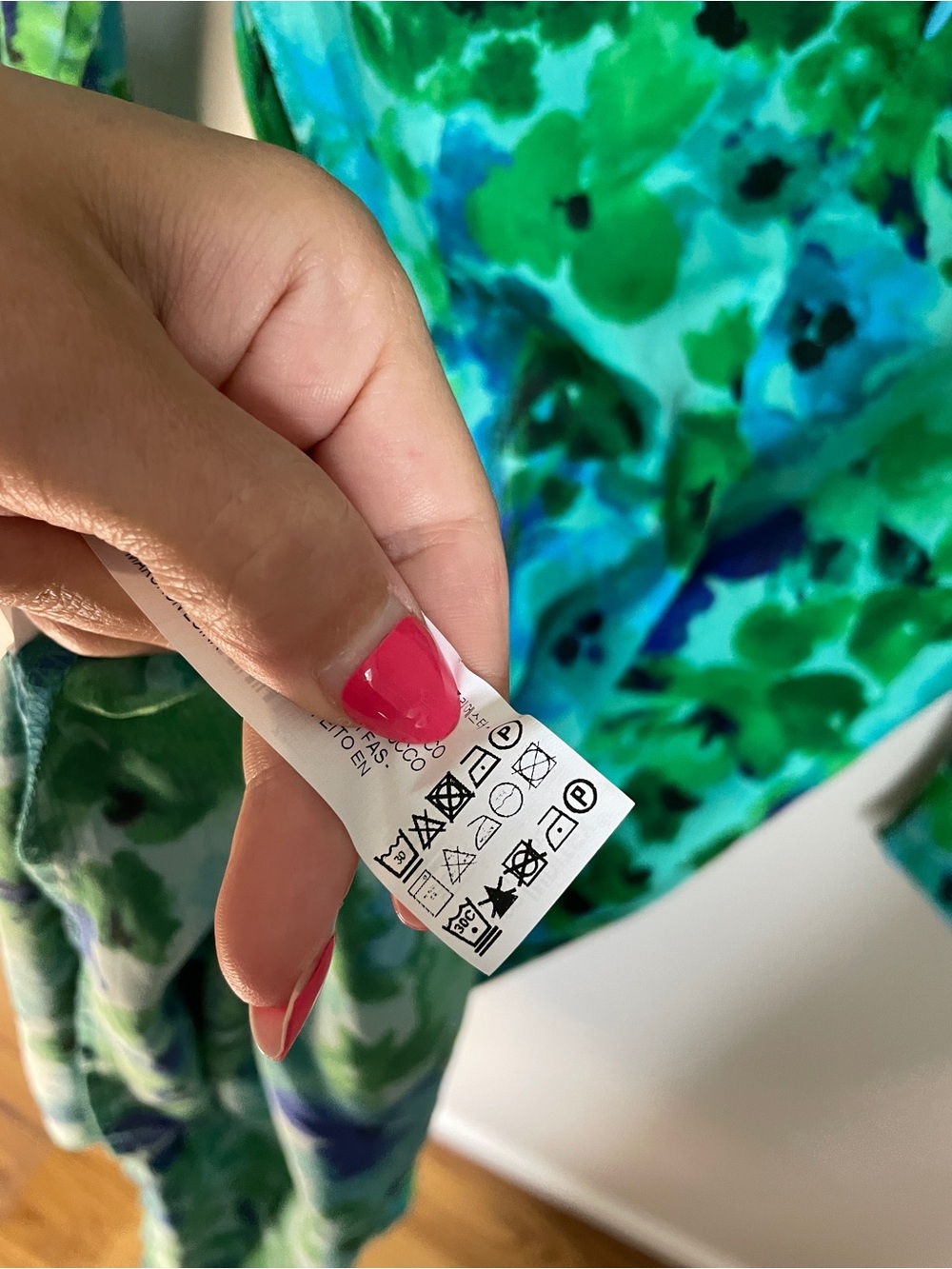 Zara Floral High Neck Long Sleeve Midi Dress Women Small Blue Green Ruched NWOT - Picture 10 of 10